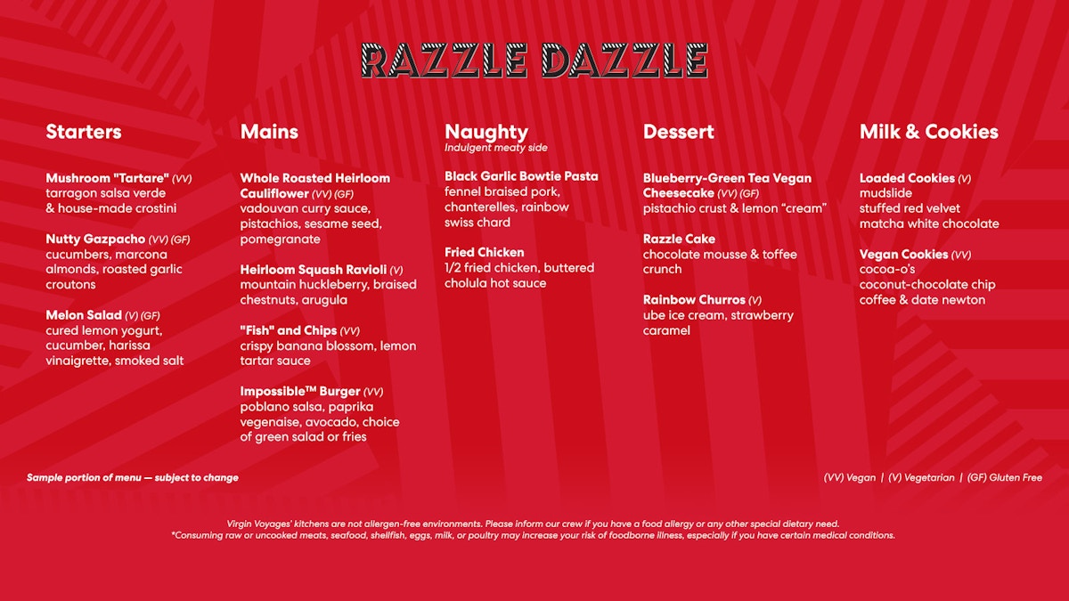 Razzle Dazzle restaurant on Virgin Voyages