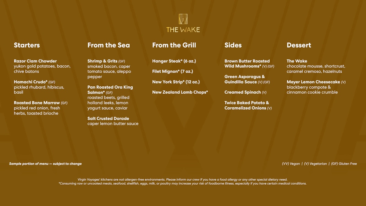The Wake steak and seafood restaurant on Virgin Voyages